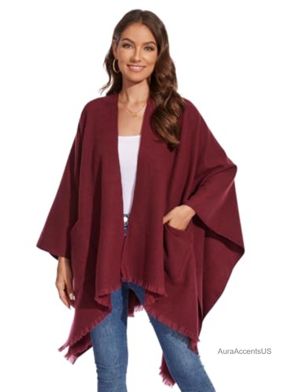 Elegant Knitted Cape Open Front Poncho Scarf Shawl Blanket Cardigan Coat for